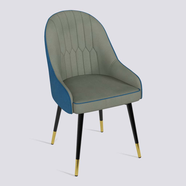 Dining Chair In Powder Coated + Gold Caps Metal Base | 405 Lite