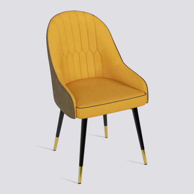 Dining Chair In Powder Coated + Gold Caps Metal Base | 405 Lite