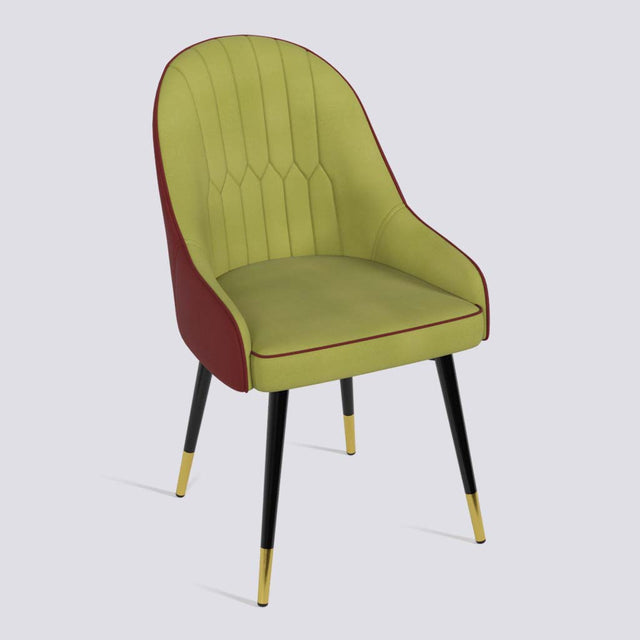 Dining Chair In Powder Coated + Gold Caps Metal Base | 405 Lite