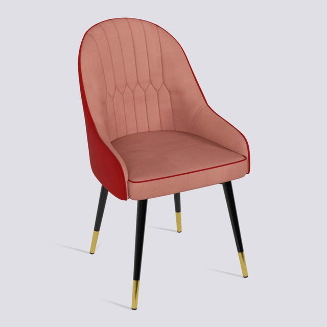 Dining Chair In Powder Coated + Gold Caps Metal Base | 405 Lite