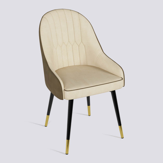 Dining Chair In Powder Coated + Gold Caps Metal Base | 405 Lite