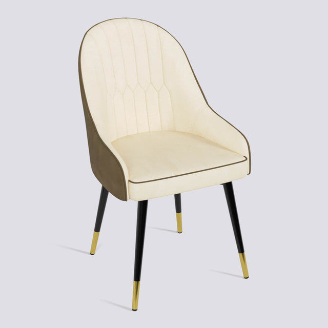 Dining Chair In Powder Coated + Gold Caps Metal Base | 405 Lite