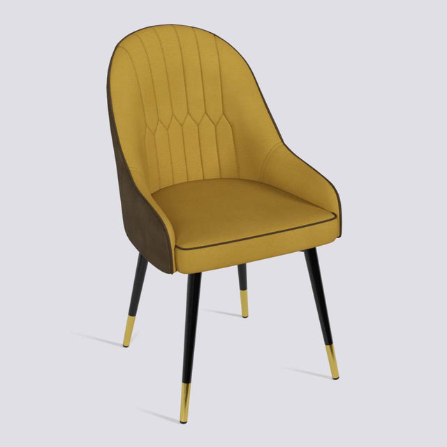 Dining Chair In Powder Coated + Gold Caps Metal Base | 405 Lite