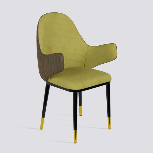 Hugzi Dining Chair In Powder Coated + Gold Caps Metal Base | 492