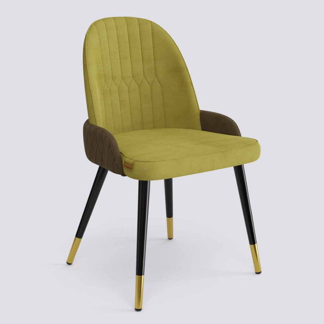 Birken Dining Chair In Powder Coated + Gold Caps Metal Base | 493