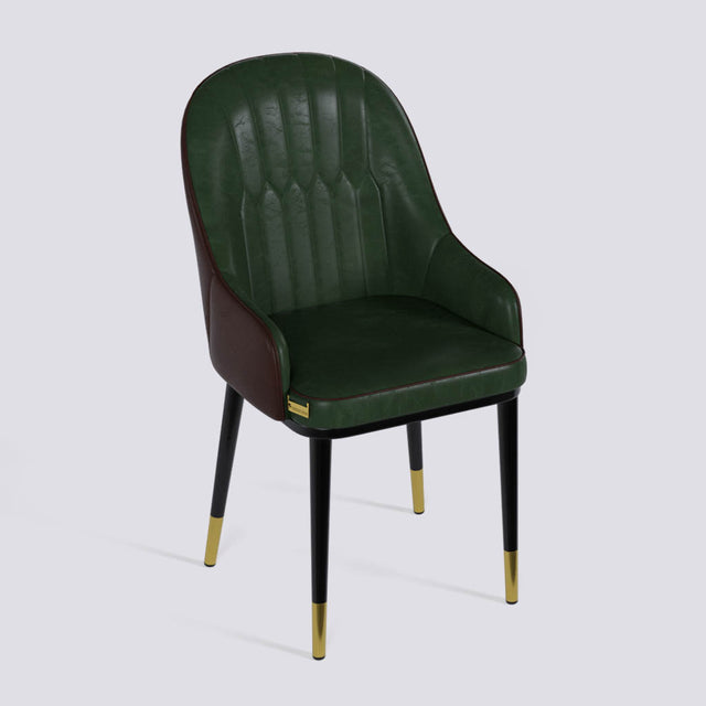 Dining Chair In Powder Coated + Gold Caps Metal Base | 405