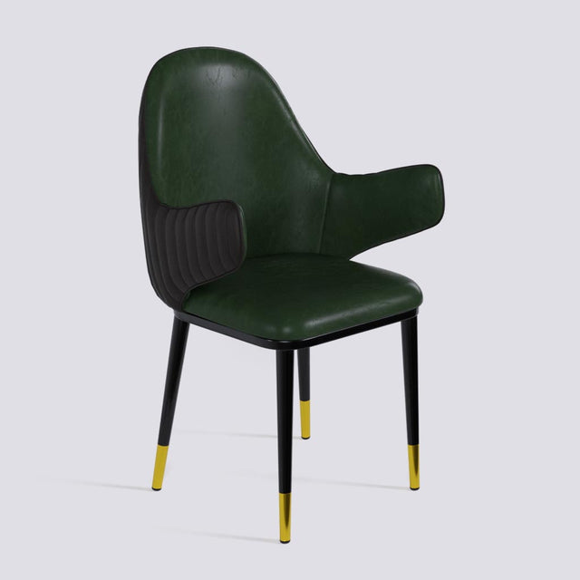 Hugzi Dining Chair In Powder Coated + Gold Caps Metal Base | 492