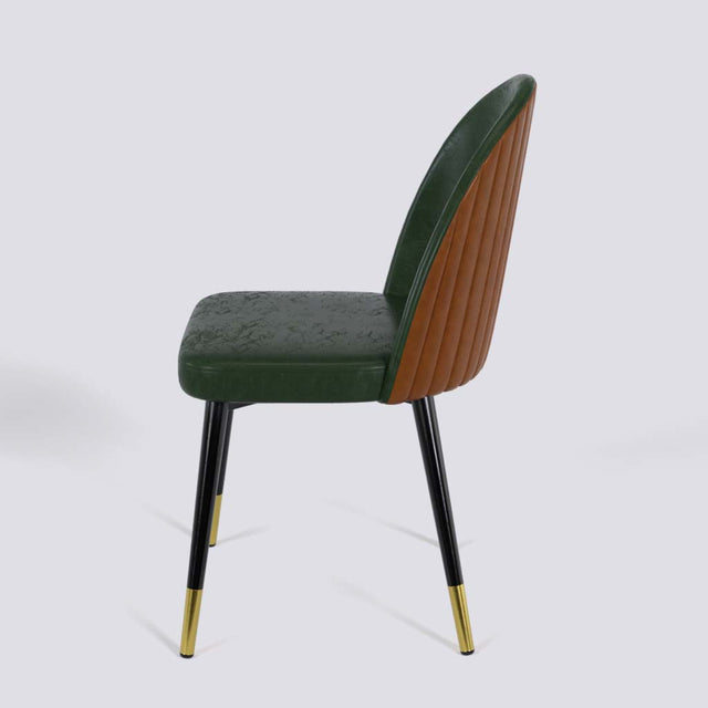 Regal Dining Chair In Powder Coated + Gold Caps Metal Base | 485
