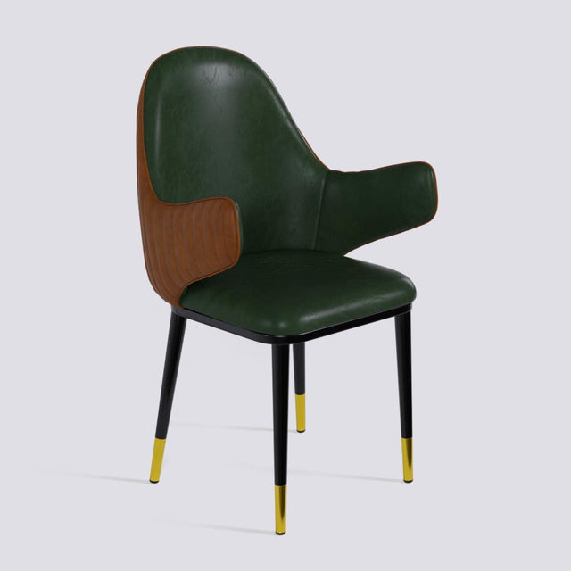 Hugzi Dining Chair In Powder Coated + Gold Caps Metal Base | 492