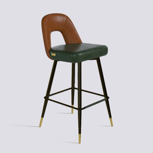 Bridge Bar Stool In Powder Coated + Gold Caps Metal Base | 604