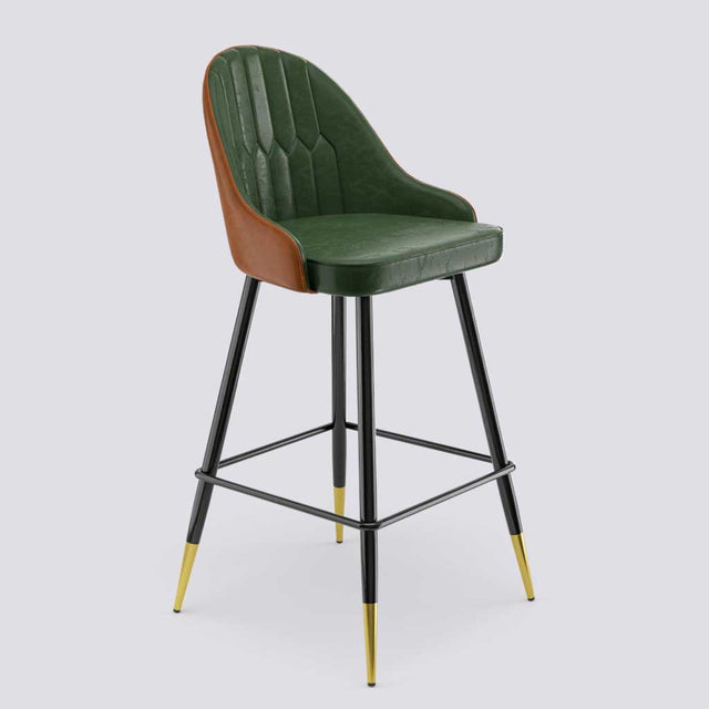 Valiant Bar Stool In Powder Coated + Gold Caps Metal Base | 627