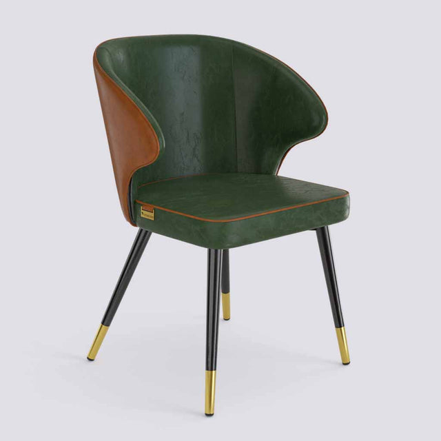 Rocky Dining Chair in Powder Coated + Gold Caps Metal Base | 494