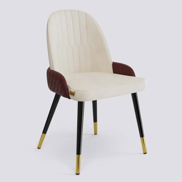 Birken Dining Chair In Powder Coated + Gold Caps Metal Base | 493