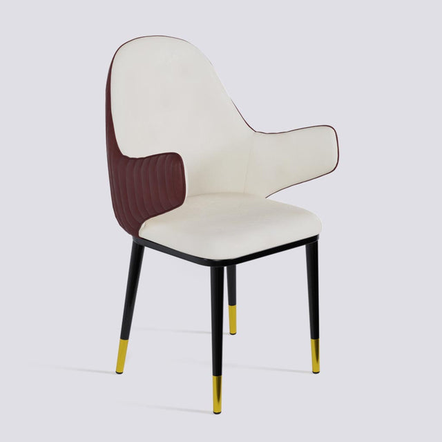 Hugzi Dining Chair In Powder Coated + Gold Caps Metal Base | 492