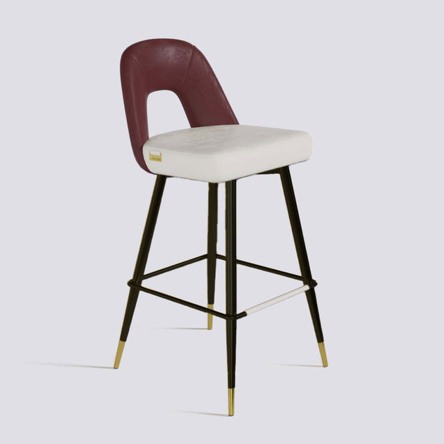 Bridge Bar Stool In Powder Coated + Gold Caps Metal Base | 604