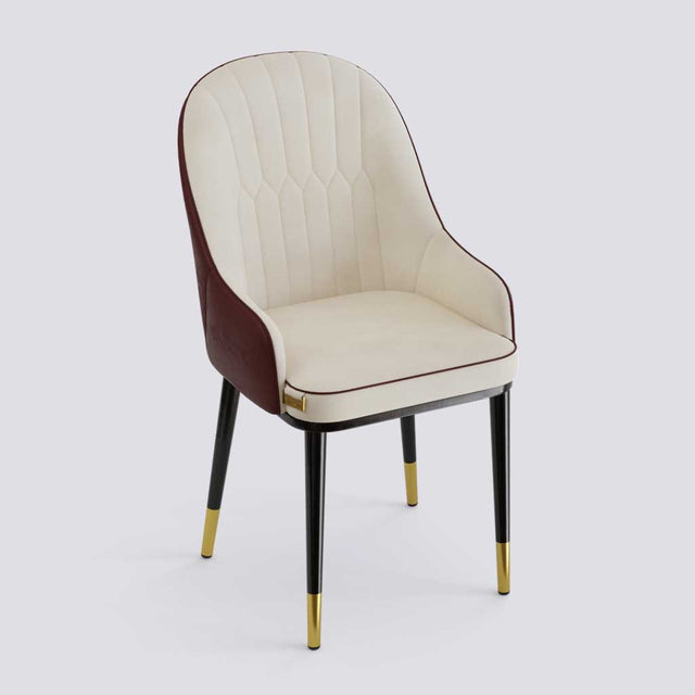 Dining Chair In Powder Coated + Gold Caps Metal Base | 405