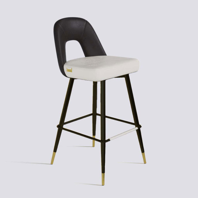 Bridge Bar Stool In Powder Coated + Gold Caps Metal Base | 604