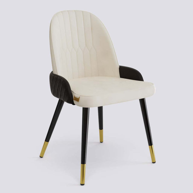 Birken Dining Chair In Powder Coated + Gold Caps Metal Base | 493