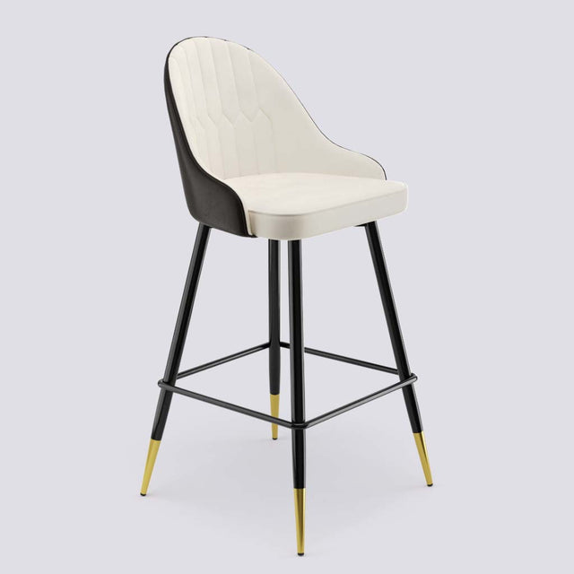 Valiant Bar Stool In Powder Coated + Gold Caps Metal Base | 627