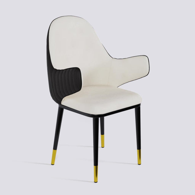 Hugzi Dining Chair In Powder Coated + Gold Caps Metal Base | 492