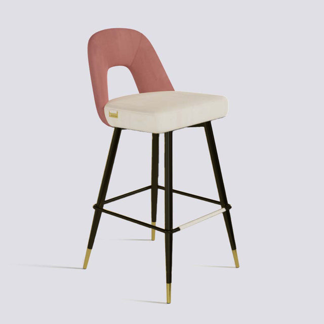 Bridge Bar Stool In Powder Coated + Gold Caps Metal Base | 604