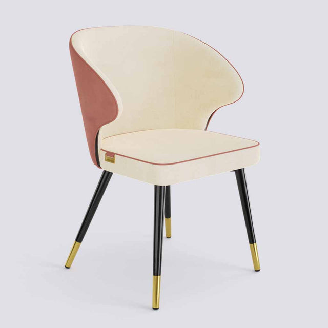 Rocky Dining Chair in Powder Coated + Gold Caps Metal Base | 494