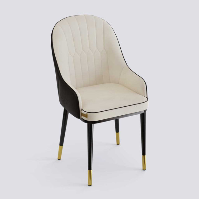 Dining Chair In Powder Coated + Gold Caps Metal Base | 405