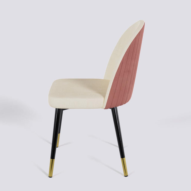 Regal Dining Chair In Powder Coated + Gold Caps Metal Base | 485