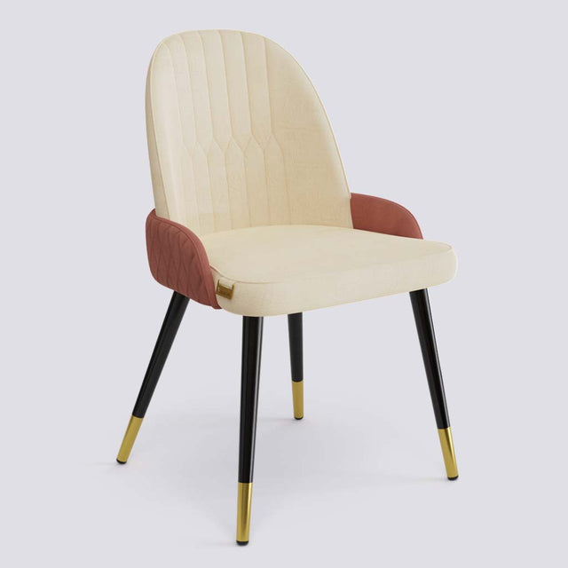 Birken Dining Chair In Powder Coated + Gold Caps Metal Base | 493