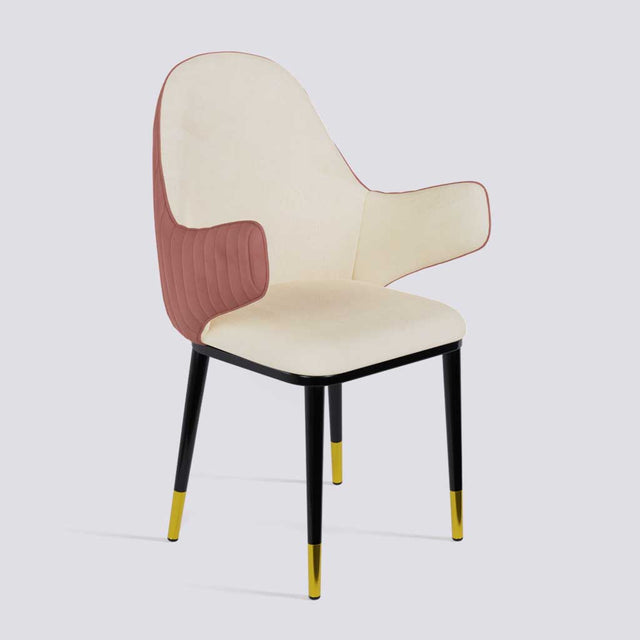 Hugzi Dining Chair In Powder Coated + Gold Caps Metal Base | 492