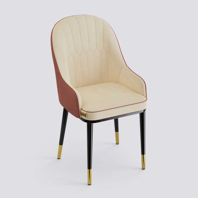 Dining Chair In Powder Coated + Gold Caps Metal Base | 405