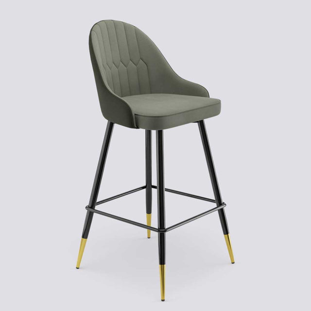Valiant Bar Stool In Powder Coated + Gold Caps Metal Base | 627