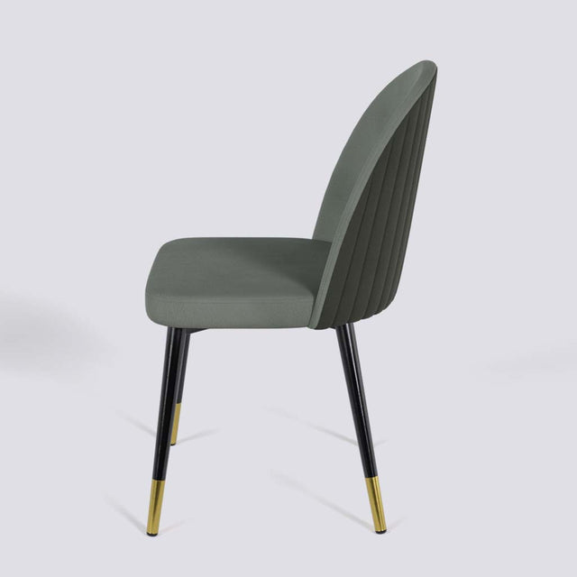 Regal Dining Chair In Powder Coated + Gold Caps Metal Base | 485