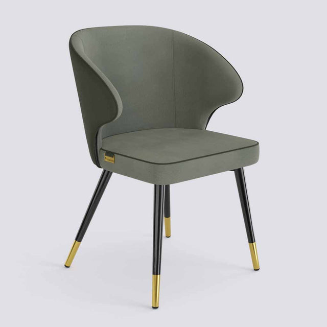 Rocky Dining Chair in Powder Coated + Gold Caps Metal Base | 494