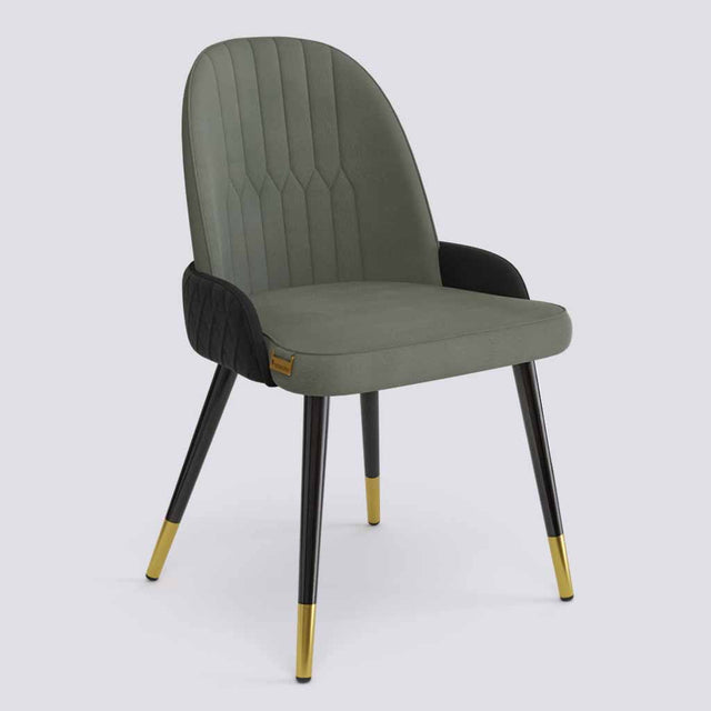 Birken Dining Chair In Powder Coated + Gold Caps Metal Base | 493