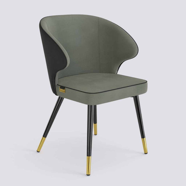 Rocky Dining Chair in Powder Coated + Gold Caps Metal Base | 494