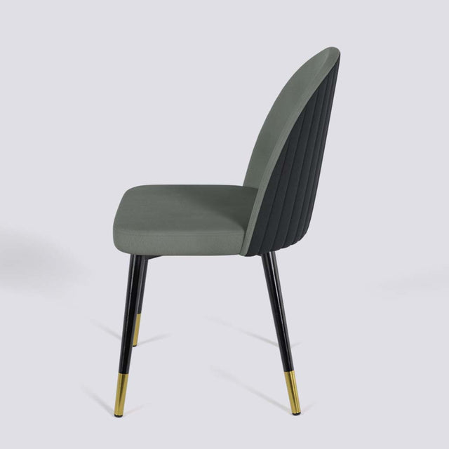 Regal Dining Chair In Powder Coated + Gold Caps Metal Base | 485