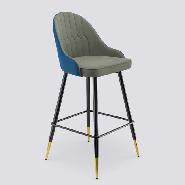 Valiant Bar Stool In Powder Coated + Gold Caps Metal Base | 627