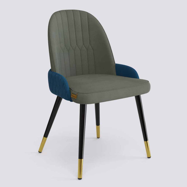 Birken Dining Chair In Powder Coated + Gold Caps Metal Base | 493