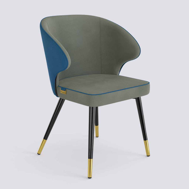 Rocky Dining Chair in Powder Coated + Gold Caps Metal Base | 494