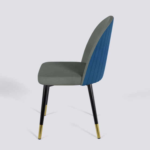 Regal Dining Chair In Powder Coated + Gold Caps Metal Base | 485