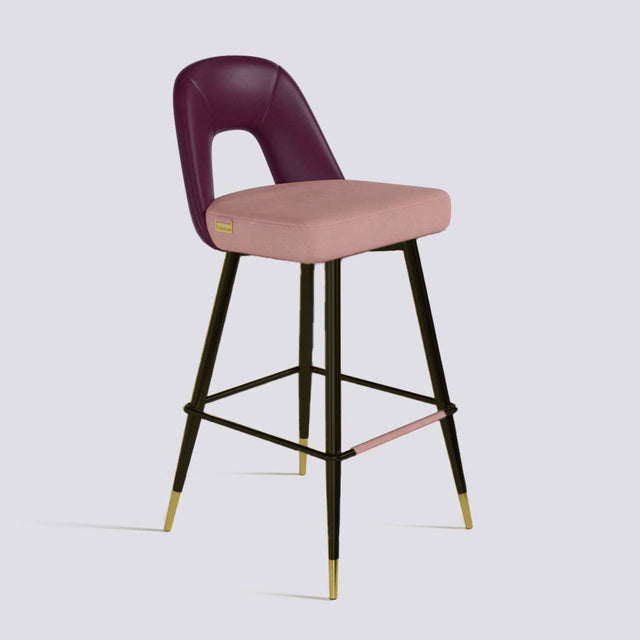 Bridge Bar Stool In Powder Coated + Gold Caps Metal Base | 604