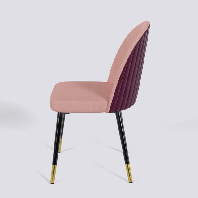 Regal Dining Chair In Powder Coated + Gold Caps Metal Base | 485