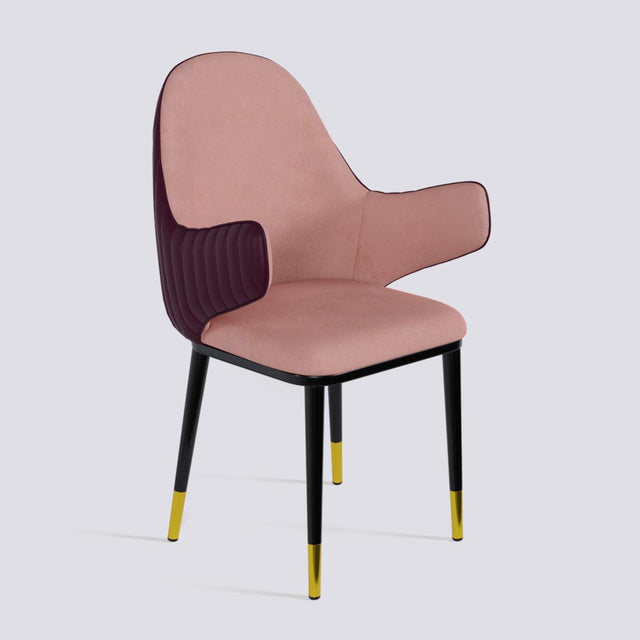 Hugzi Dining Chair In Powder Coated + Gold Caps Metal Base | 492