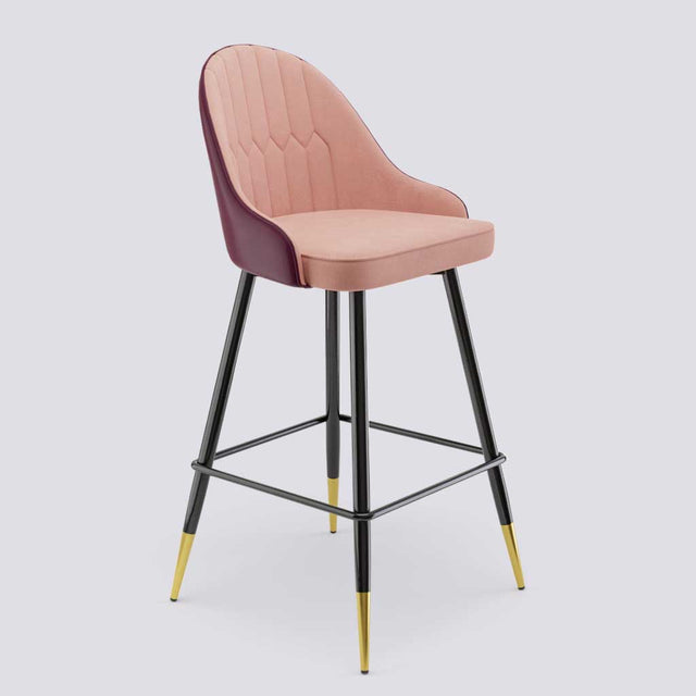 Valiant Bar Stool In Powder Coated + Gold Caps Metal Base | 627