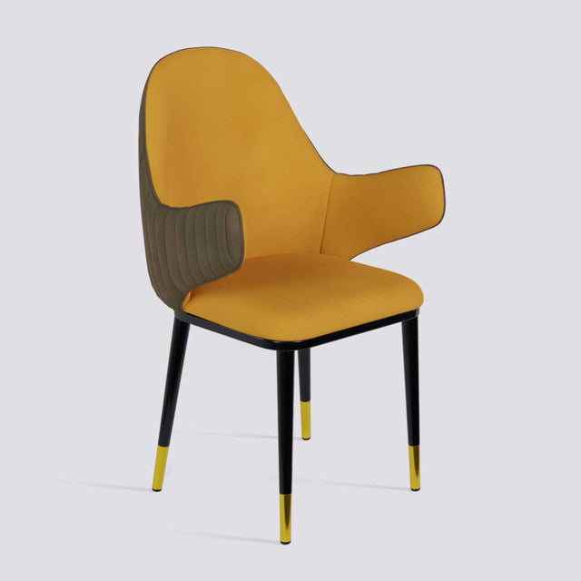 Hugzi Dining Chair In Powder Coated + Gold Caps Metal Base | 492