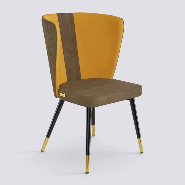 Wrap Dining Chair In Powder Coated + Gold Caps Metal Base | 490