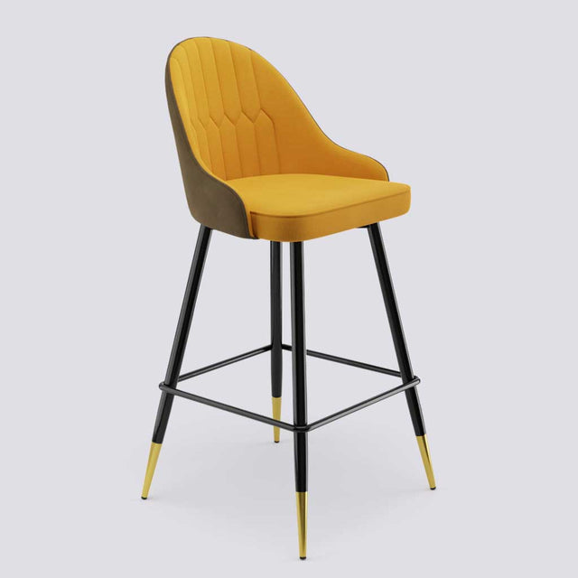 Valiant Bar Stool In Powder Coated + Gold Caps Metal Base | 627