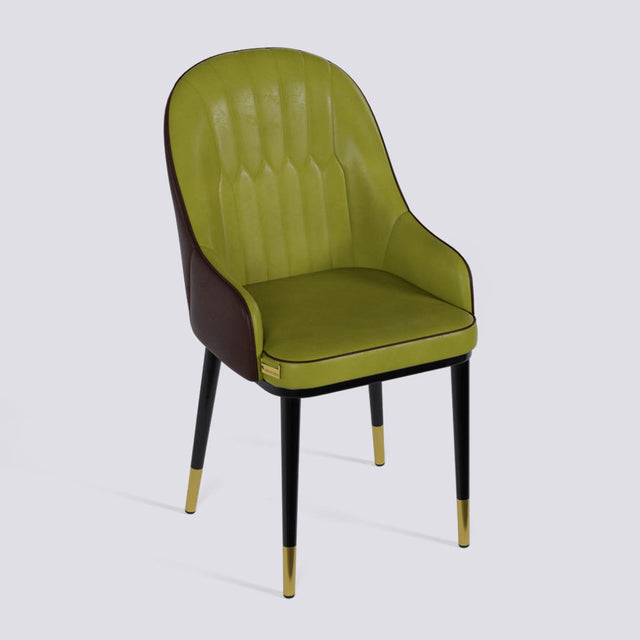 Dining Chair In Powder Coated + Gold Caps Metal Base | 405