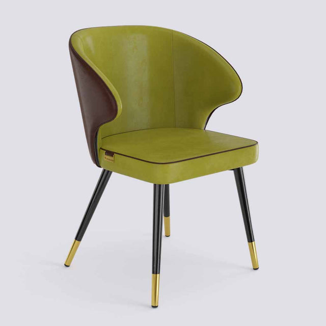 Rocky Dining Chair in Powder Coated + Gold Caps Metal Base | 494